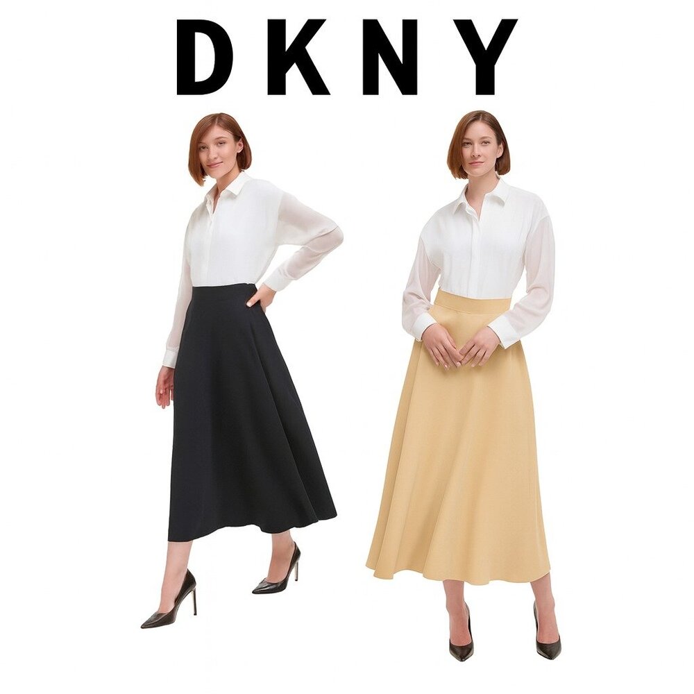 DKNY Ladies' Stretch Back Waist Maxi Skirt, Black:6, 8, 10 | Camel 8